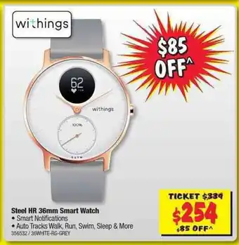JB Hi-Fi Withings Steel HR 36mm Smart Watch offer