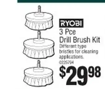 Bunnings Ryobi 3 pce drill brush kit offer