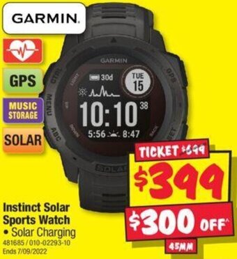 JB Hi-Fi Instinct Solar Sports Watch offer