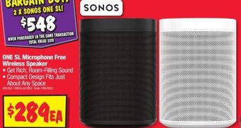 JB Hi-Fi One SL Microphone Free Wireless Speaker offer