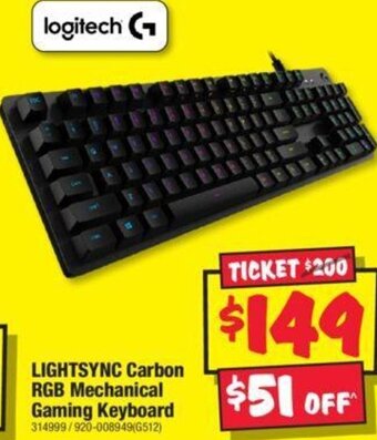 JB Hi-Fi Lightsync Carbon RGB Mechanical Gaming Keyboard offer