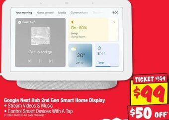JB Hi-Fi Google Nest Hub 2nd Gen Smart Home Display offer