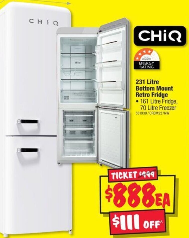 231 Litre Bottom Mount Retro Fridge offer at JB HiFi