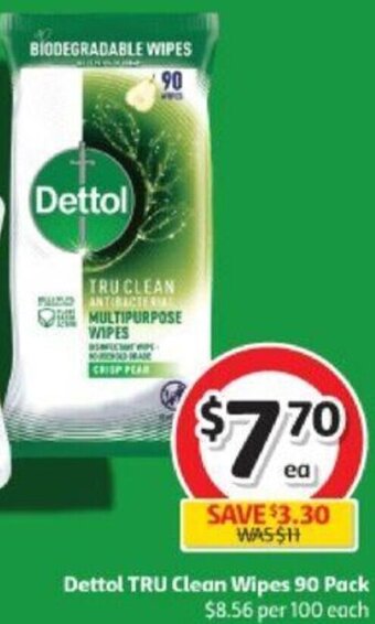 Coles Dettol TRU Clean Wipes 90 Pack offer