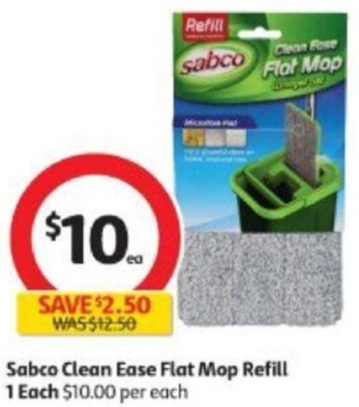 Sabco Clean Ease Flat Mop Refill offer at Coles