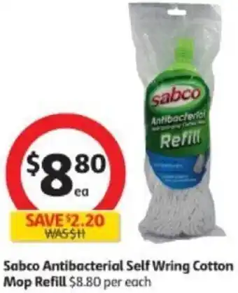 Coles Sabco Antibacterial Self Wring Cotton Mop Refill offer