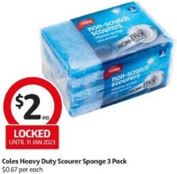 Coles Heavy Duty Scourer Sponge 3 Pack offer at Coles