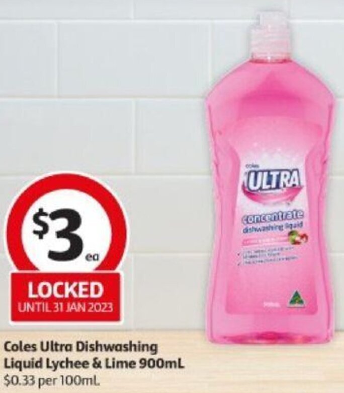 Coles Ultra Dishwashming Lqiuid Lychee & Lime 900ml offer at Coles