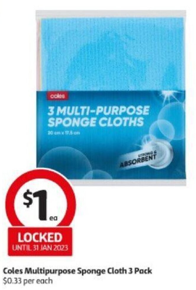 Coles Multipurpose Sponge Cloth 3 Pack offer at Coles