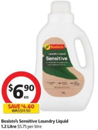 Coles Bosisto's Sensitive Laundry Liquid 1.2 Litre offer