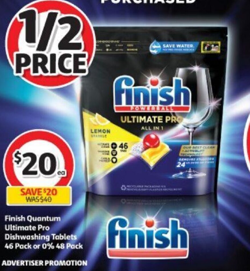 Finish Quantum Ultimate Pro Dishwashing Tablets 46 Pack or 0 48 Pack