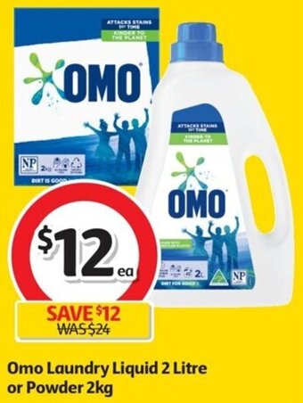 Coles OMO Laundry Liquid 2 LItre or Powder 2kg offer