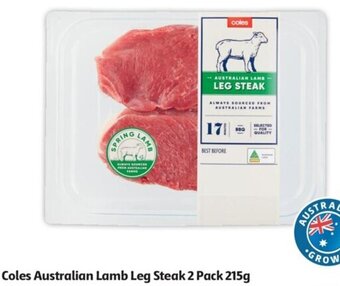 Coles Coles Australian Lamb Leg Steak 2 Pack 215g offer
