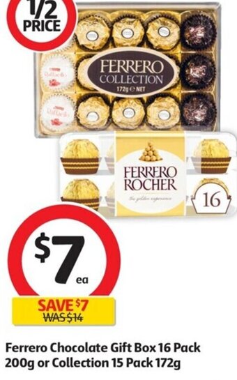 Coles Ferrero Chocolate Gift Box 16 Pack 200g or Collection 15 Pack 172g offer