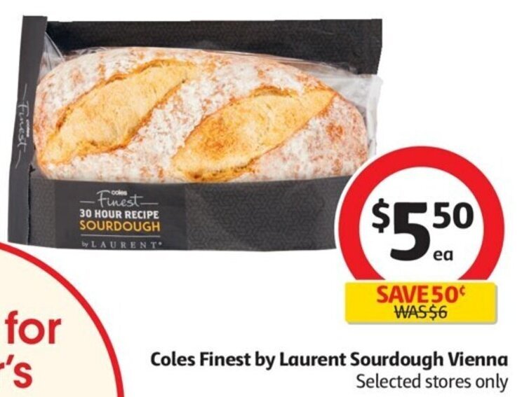 Coles Finest By Laurent Sourdough Vienna offer at Coles