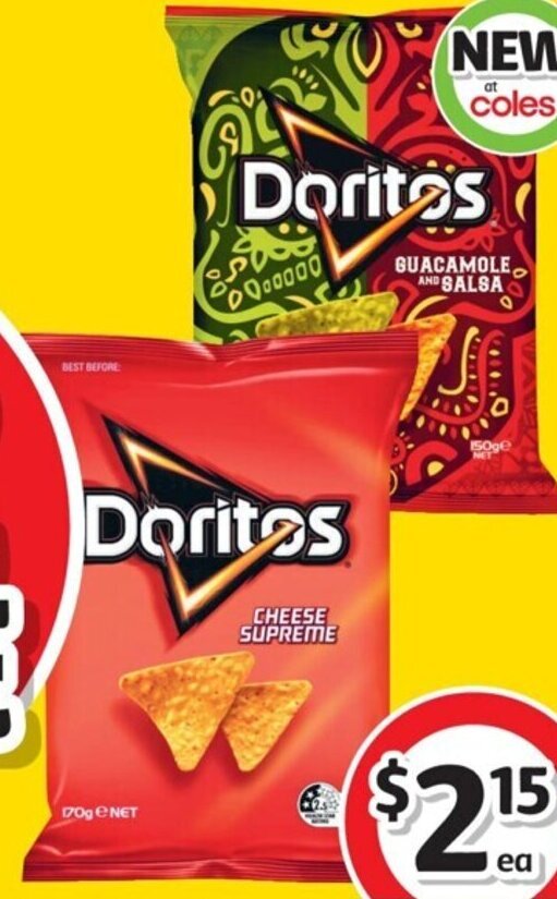 Doritos Corn Chips 150g170g offer at Coles