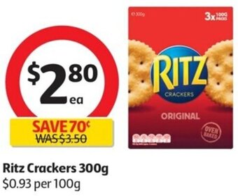 Coles Ritz Crackers 300g offer