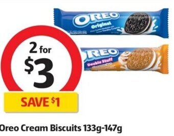 Coles Oreo Cream Biscuits 133g-147g offer