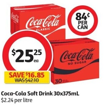 Coles Coca-Cola Soft Drink 30x375ml offer