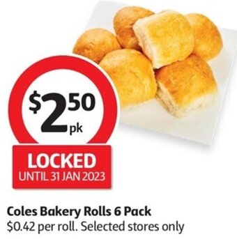 Coles Coles Bakery Rolls 6 Pack offer