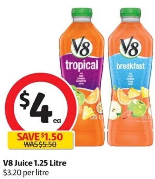 V8 Juice 1.25 Litre offer at Coles
