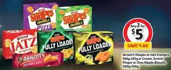 Coles Arnott's Shapes or Jatz Crackers 160g-225g or Cream, Scotch Finger or Choc Ripple Biscuits 200g-250g offer