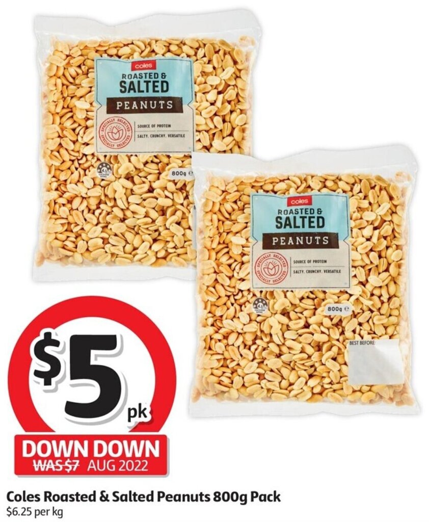 Coles Roasted & Salted Peanuts 800g offer at Coles