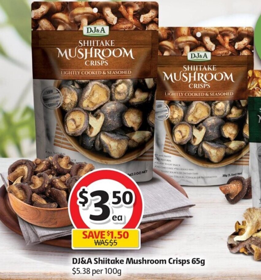 Dj&A Shiitake Mushroom Crisps 65g offer at Coles