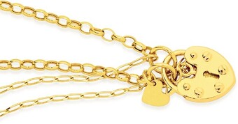 Prouds 9ct gold 19cm hollow belcher padlock bracelet offer