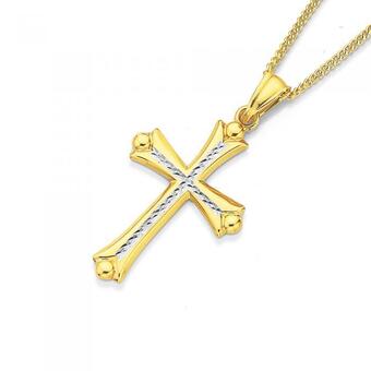 Prouds 9ct gold two tone celtic cross pendant offer
