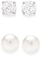 Prouds 9ct gold cubic zirconia & pearl stud earrings gift set offer