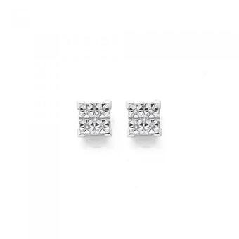Prouds 9ct gold diamond miracle set square shape stud earrings offer