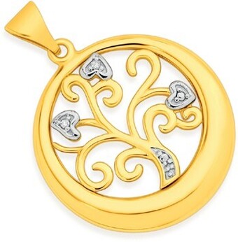 Prouds 9ct gold diamond heart tree of life pendant offer
