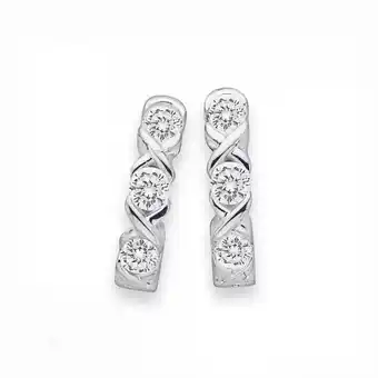 Prouds Sterling silver cubic zirconia hugs & kisses huggie earrings offer