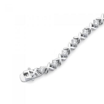 Sterling silver cubic zirconia kiss bracelet