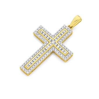 Angus & Coote 9ct gold diamond cross pendant offer