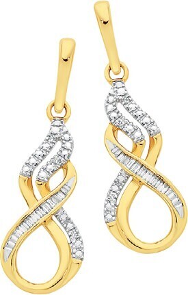Angus & Coote 9ct gold diamond infinity drop stud earrings offer