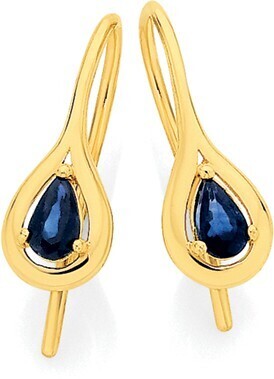 Angus & Coote 9ct gold natural sapphire drop earrings offer