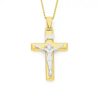 Angus & Coote 9ct gold two tone cruxific pendant offer