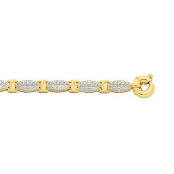 Angus & Coote 9ct gold 19cm cubic zirconia tonneau bolt ring bracelet offer