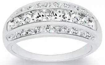 Angus & Coote Sterling silver 3 row centre princess cut cubic zirconia ring offer
