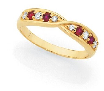 Goldmark 9ct gold created ruby & cubic zirconia ring offer