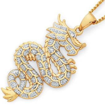 Goldmark 9ct gold diamond dragon pendant offer