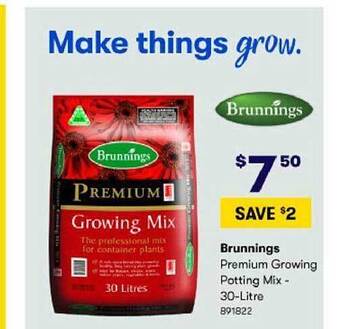 BIG W Brunnings premium growing potting mix - 30-litre offer