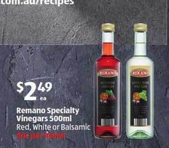 ALDI Remano specialty vinegars offer