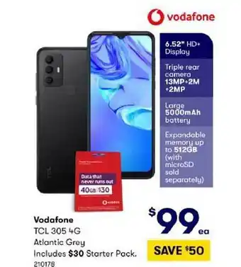 BIG W Vodafone tcl 305 4g offer