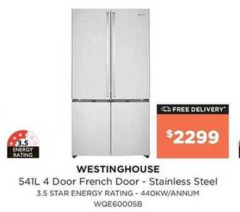 Bing Lee Westinghouse 541l 4 door french door - stainless steel offer