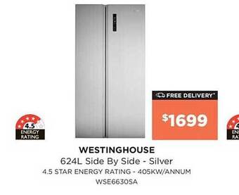 Bing Lee Westinghouse 624l side by side - silver offer