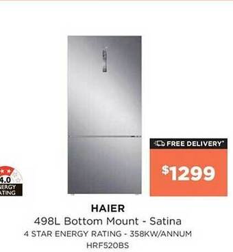 Bing Lee Haier 498l bottom mount - satina offer