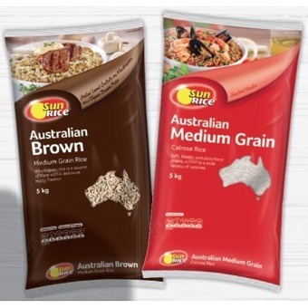 IGA Sunrice medium grain white or brown rice 5kg offer